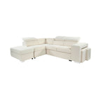 Sven - Canapé D'Angle À Gauche Convertible 7 Places Velours - Beige