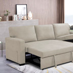 Cozy - Canapé D'Angle Réversible Et Convertible En Tissu - Beige