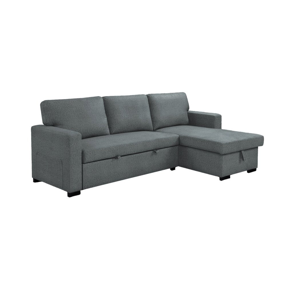 Cozy - Canapé D'Angle Réversible Et Convertible En Tissu - Gris Clair