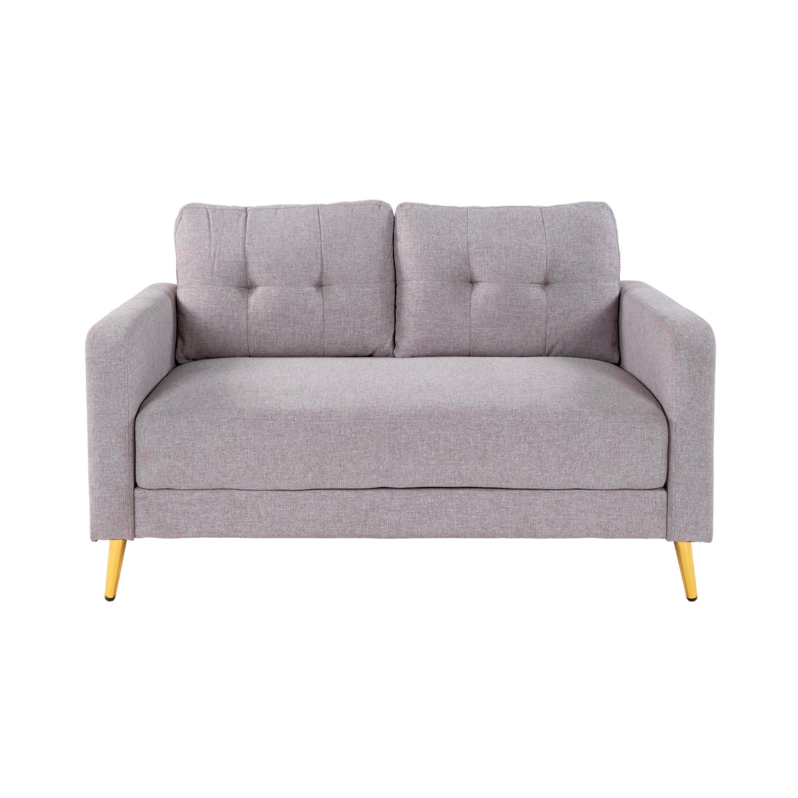 Glimar - Canapé 2 Places Fixes En Microfibre - Gris Clair
