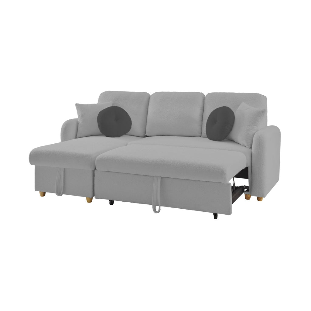 Siveco - Canapé D'Angle À Gauche Convertible Tissu Blouclette - Gris
