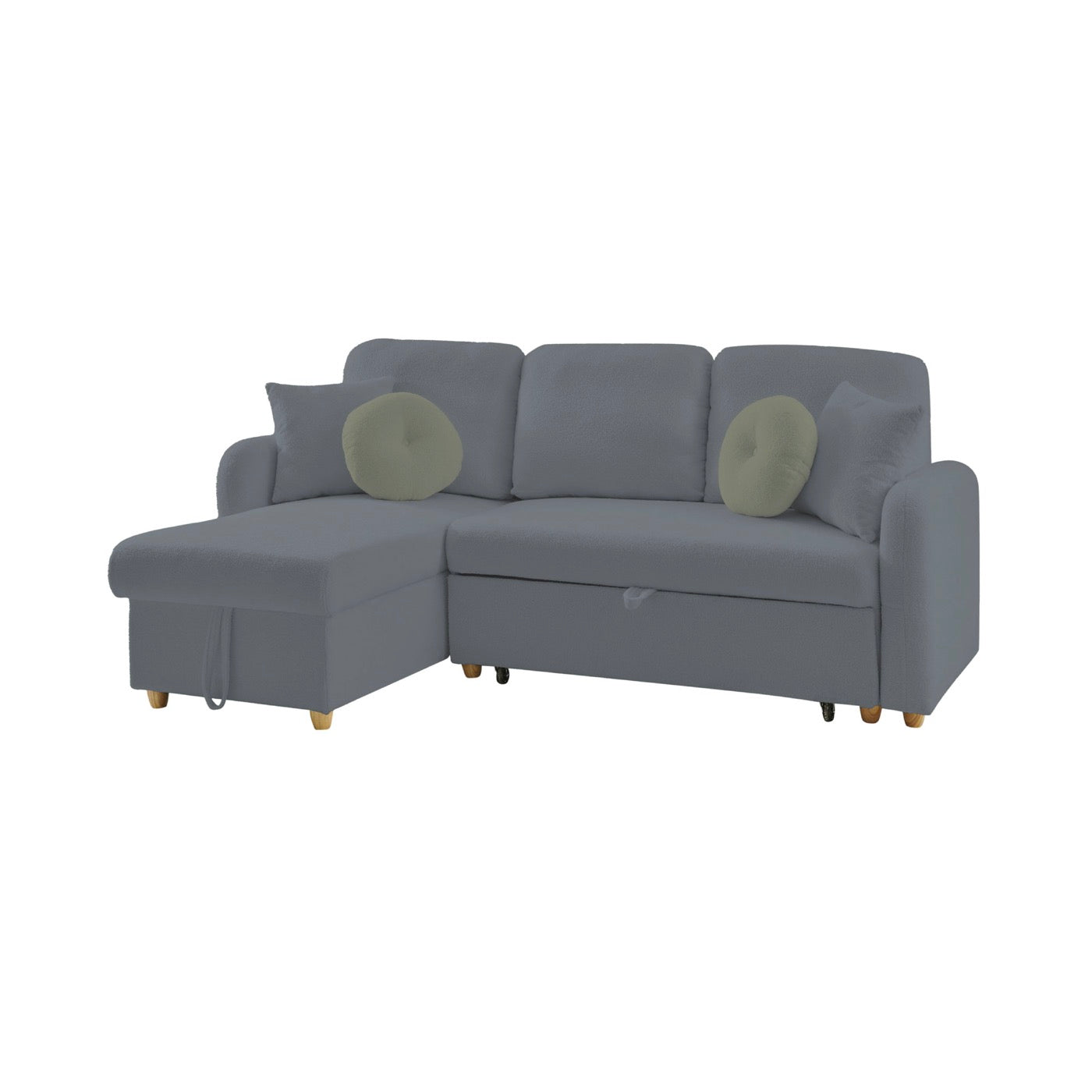 Siveco - Sofá esquinero convertible en tela Bouclette - Antracita