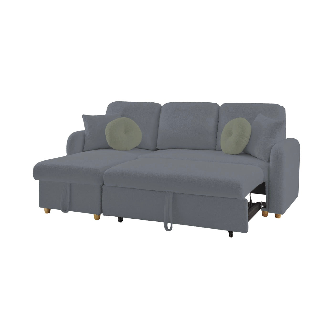 Siveco - Sofá esquinero convertible en tela Bouclette - Antracita