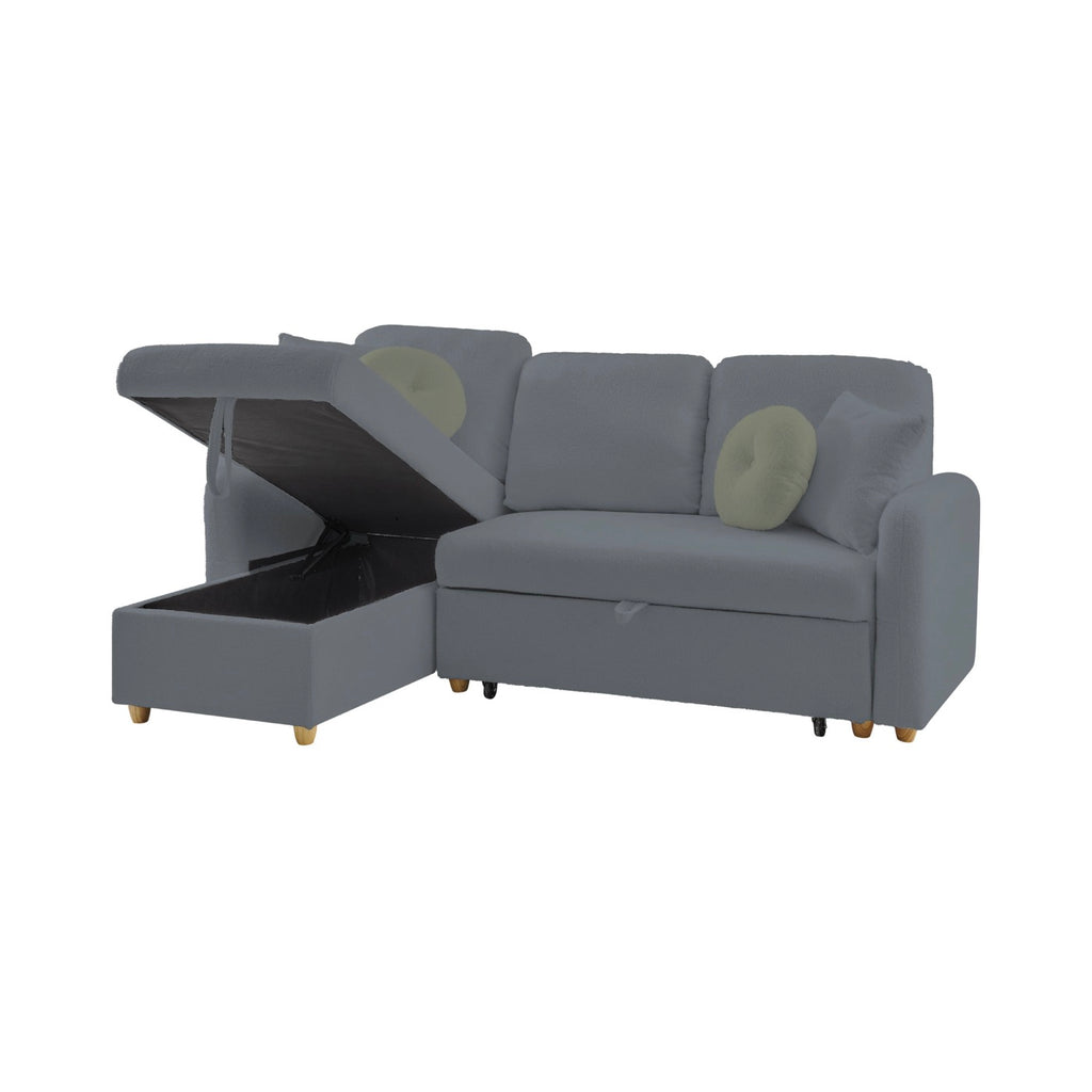 Siveco - Sofá esquinero convertible en tela Bouclette - Antracita