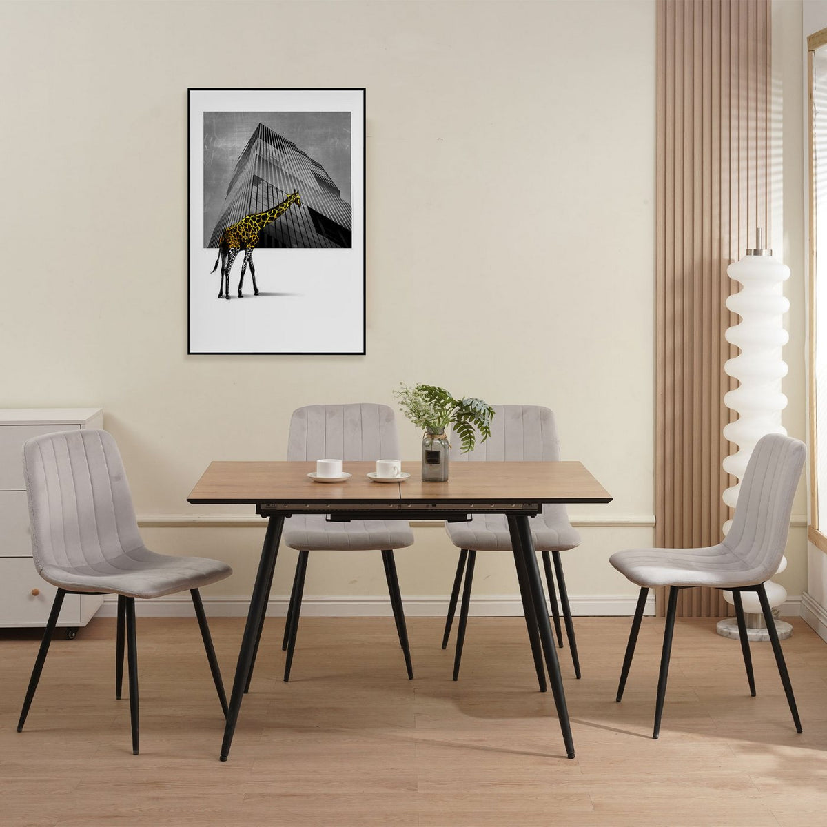 Velvet - Lot De 4 Chaises Repas - Velours - Gris Clair