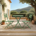 Baca - Ensemble Table + 2 Chaises De Jardin Pliable En Métal - Vert