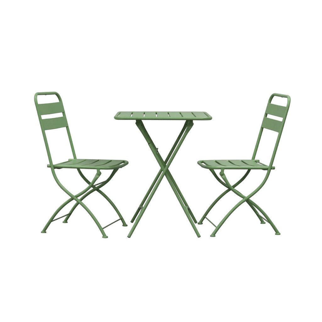 Baca - Ensemble Table + 2 Chaises De Jardin Pliable En Métal - Vert