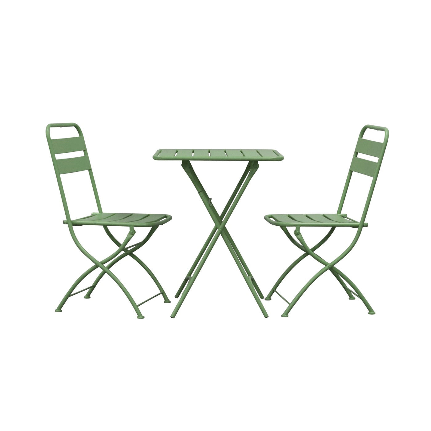 Baca - Ensemble Table + 2 Chaises De Jardin Pliable En Métal - Vert