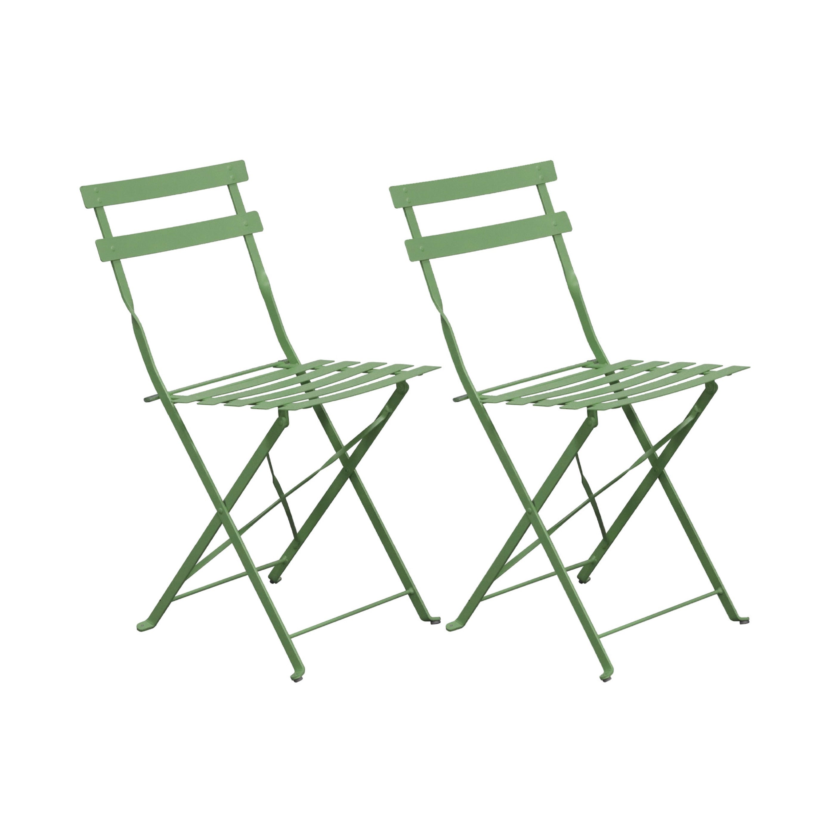 Baca - Conjunto Mesa + 2 Sillas de Jardín de Metal - Verde
