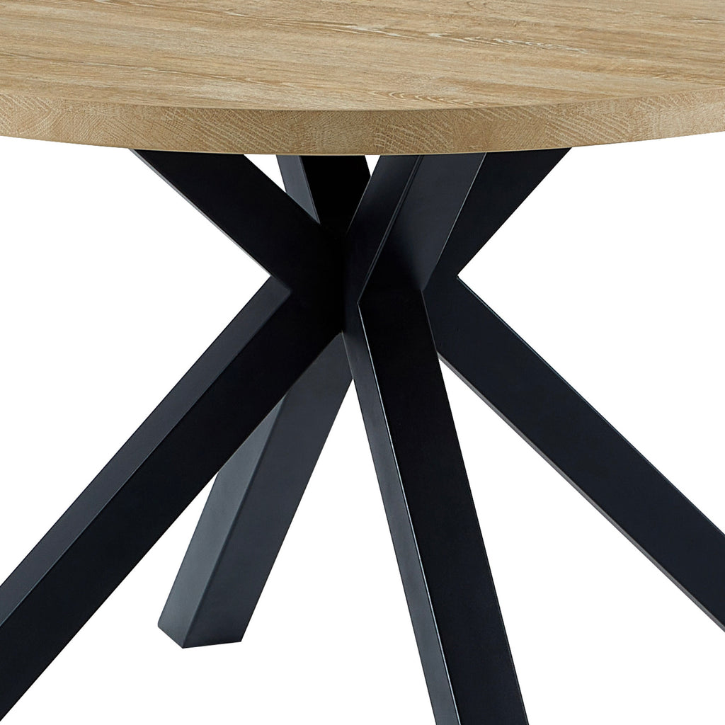 Alina - Mesa De Comedor Redonda Y Patas De Metal - Natural