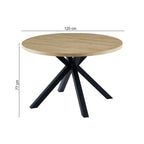 Alina - Mesa De Comedor Redonda Y Patas De Metal - Natural
