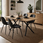Alina - Table De Repas Et Pieds Croisés Métal - 4 Personnes - Naturel