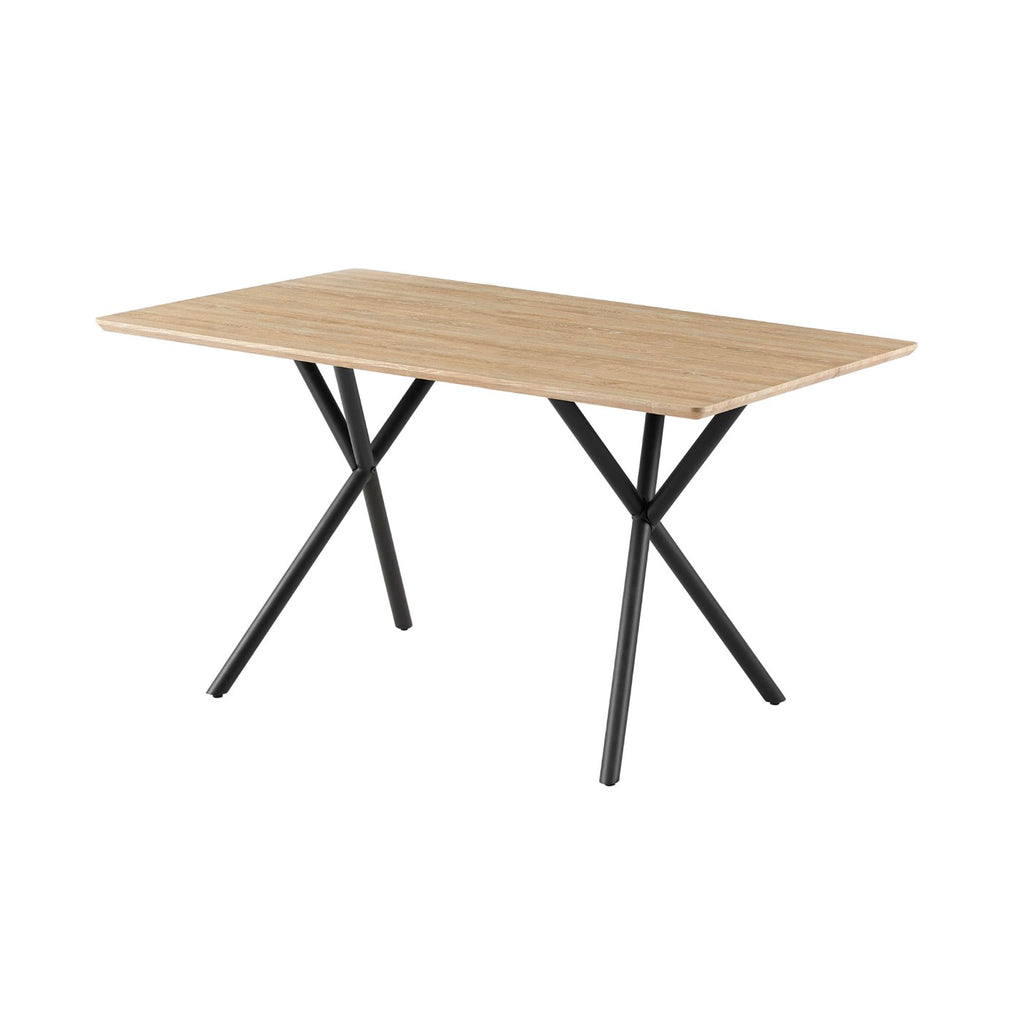 Alina - Table De Repas Et Pieds Croisés Métal - 4 Personnes - Naturel