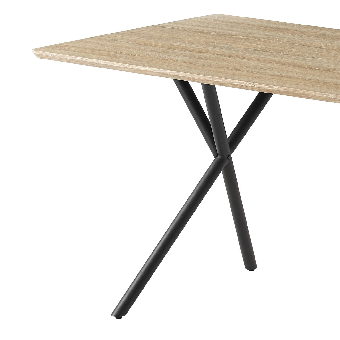 Alina - Table De Repas Et Pieds Croisés Métal - 4 Personnes - Naturel