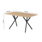Alina - Table De Repas Et Pieds Croisés Métal - 4 Personnes - Naturel