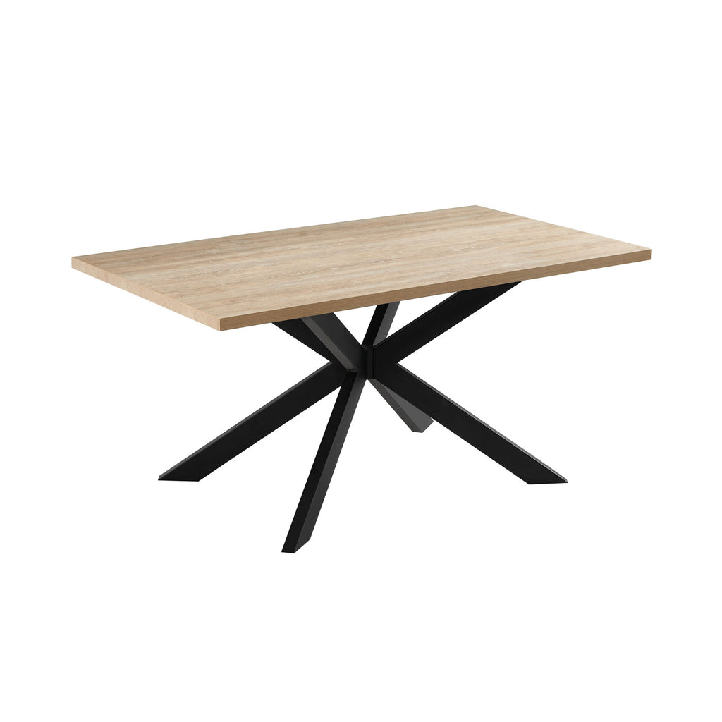 Alina - Table De Repas Pieds Croix Métal - 4 Personnes - Naturel