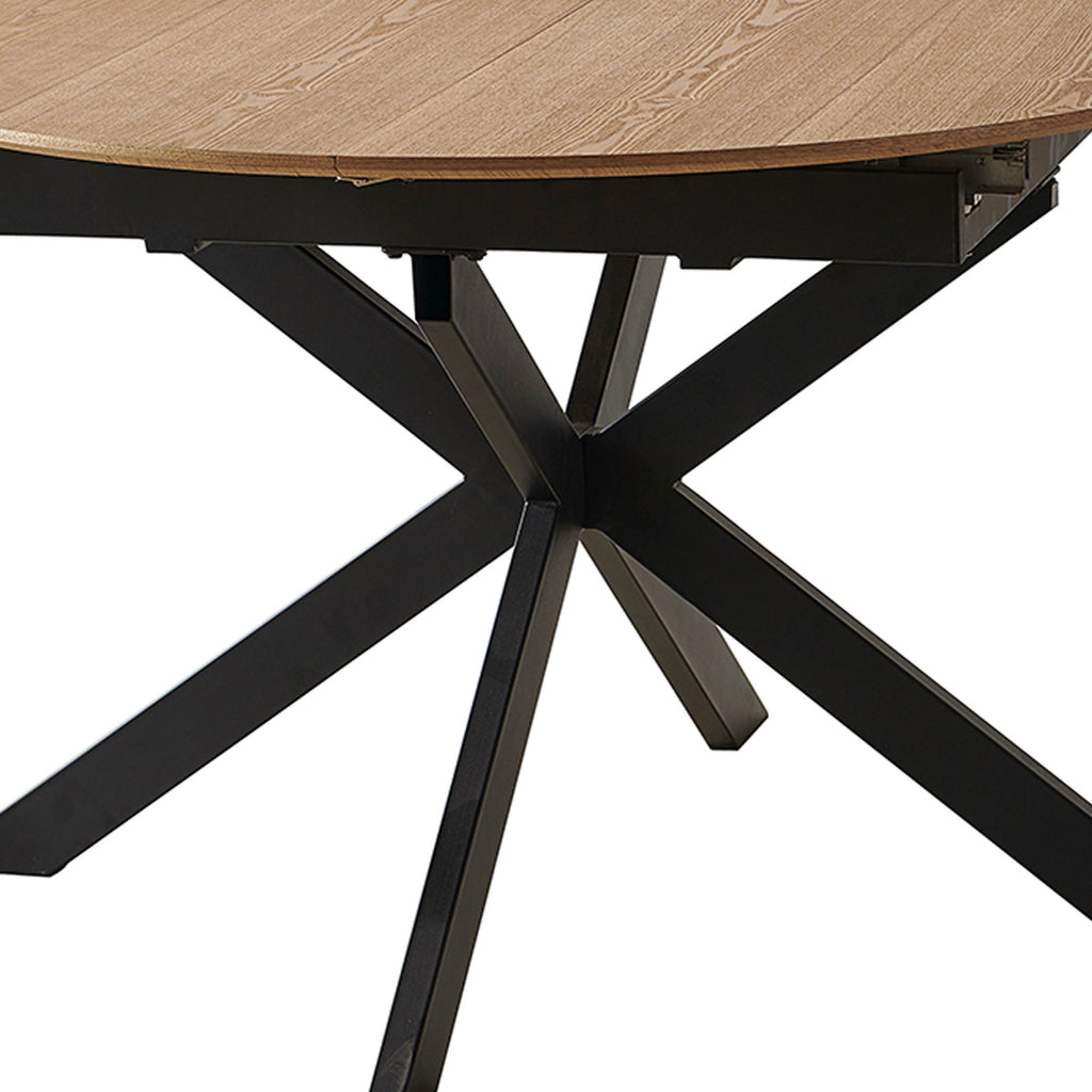 Venter - Mesa de Comedor Extensible con Patas de Metal - Natural