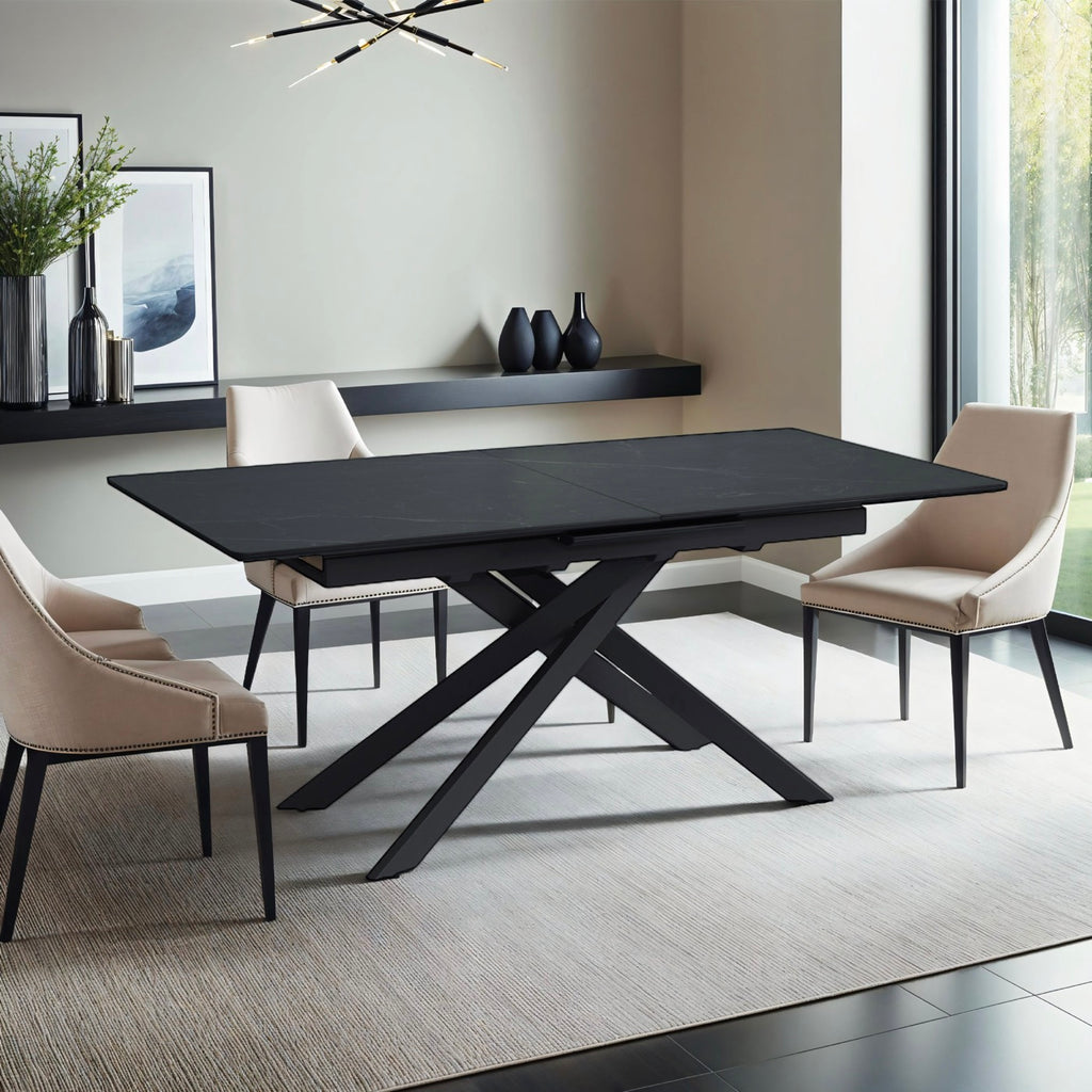 Inski - Mesa de comedor extensible - 8 plazas - Negro