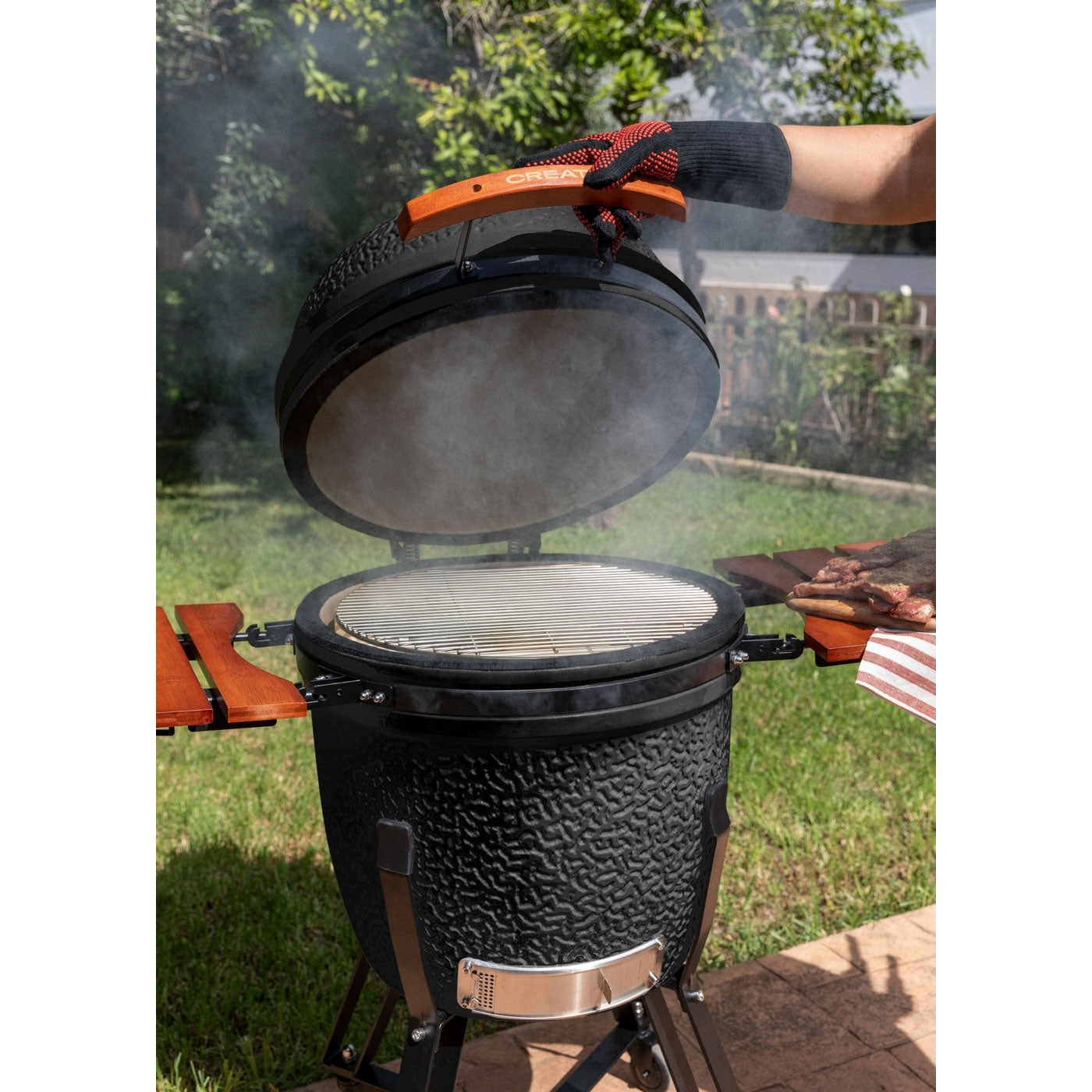Barbecue Kamado - Barbecue Fumoir En Céramique - Noir