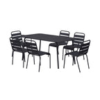 Baca - Ensemble Table + 4 Chaises + 2 Fauteuils En Métal - Gris