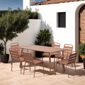 Baca - Ensemble Table + 4 Chaises + 2 Fauteuils En Métal - Terracotta