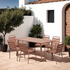 Baca - Ensemble Table + 4 Chaises + 2 Fauteuils En Métal - Terracotta