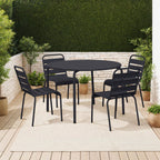 Baca - Garden Table + 4 Metal Chairs Set - Gray