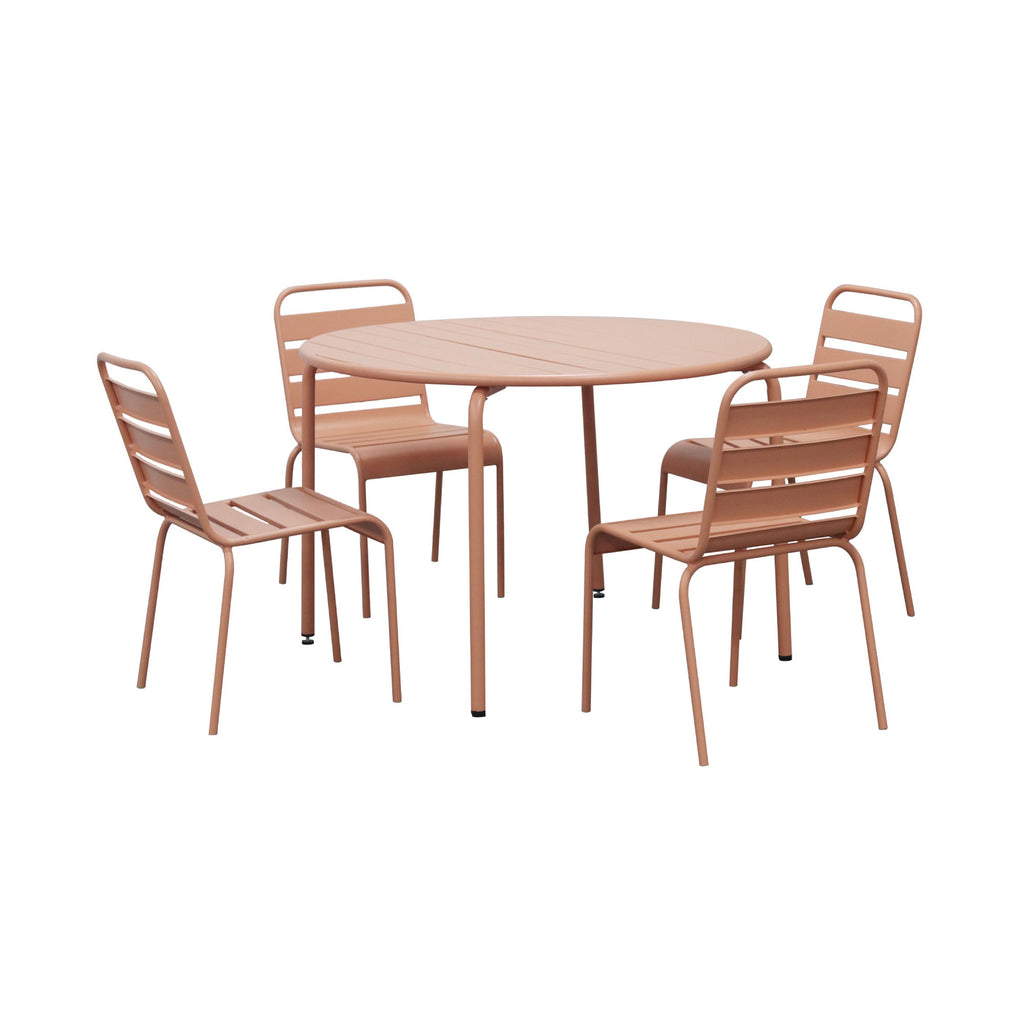 Baca - Conjunto de mesa de jardín + 4 sillas de metal - Terracota
