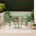 Baca - Garden Table + 4 Metal Armchairs Set - Green