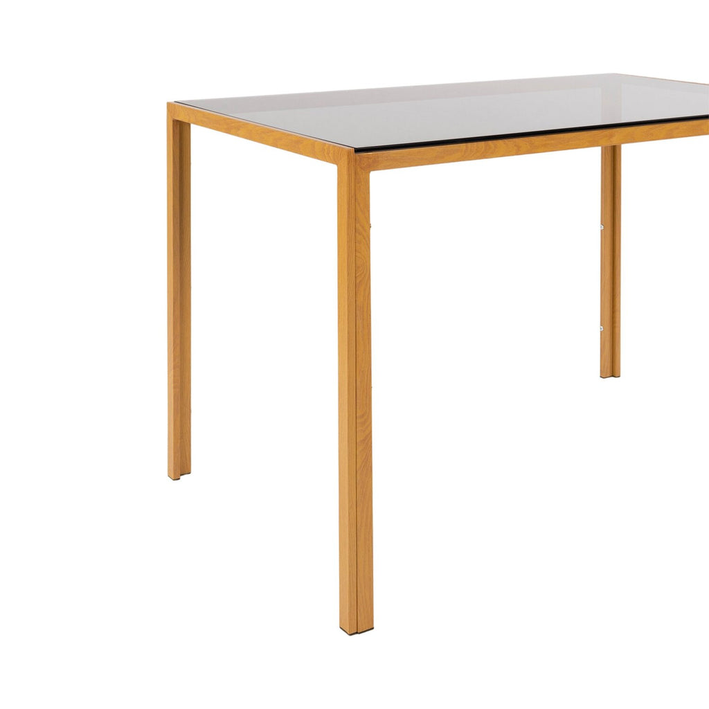 Mirley - Table À Manger - Verre Trempé - Gris Et Naturel