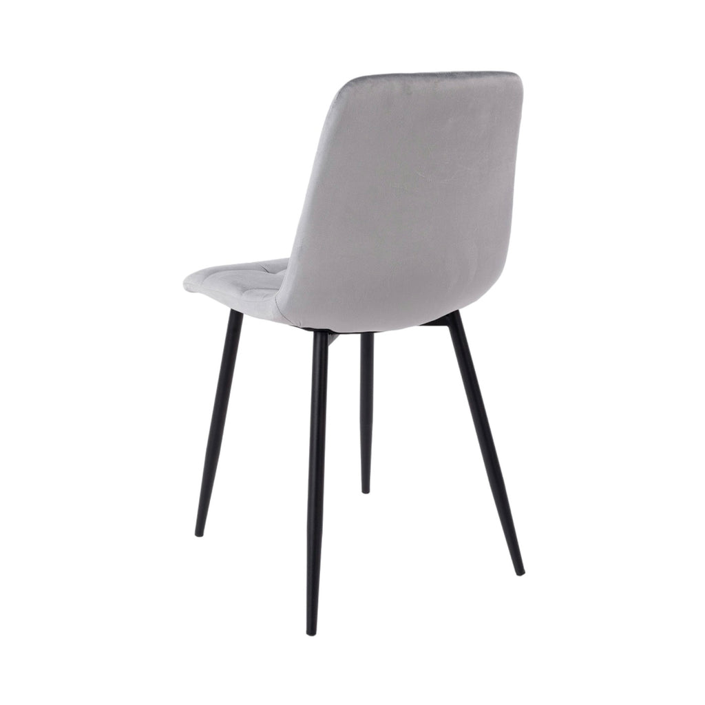 Dialo - Round Table + 4 Velvet Chairs Set - Gray