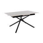 Mindy - Table Extensible + 6 Chaises En Velours - Marbre Blanc