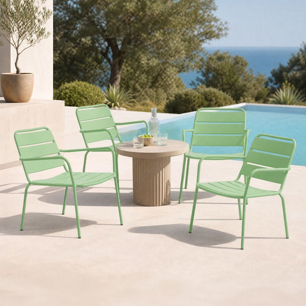 Baca - Lot De 4 Fauteuils De Jardin En Métal - Vert
