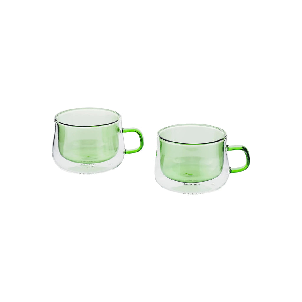 Ambra - Lot De 2 Mugs Double Paroi En Verre - 22Cl - Vert