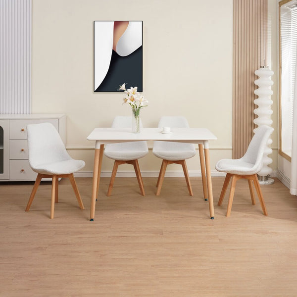 Scandi - Ensemble Repas Table + 4 Chaises - Blanc