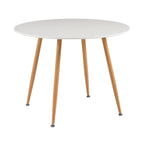 Scandi - Round Table Dining Set + 4 Velvet Chairs - White