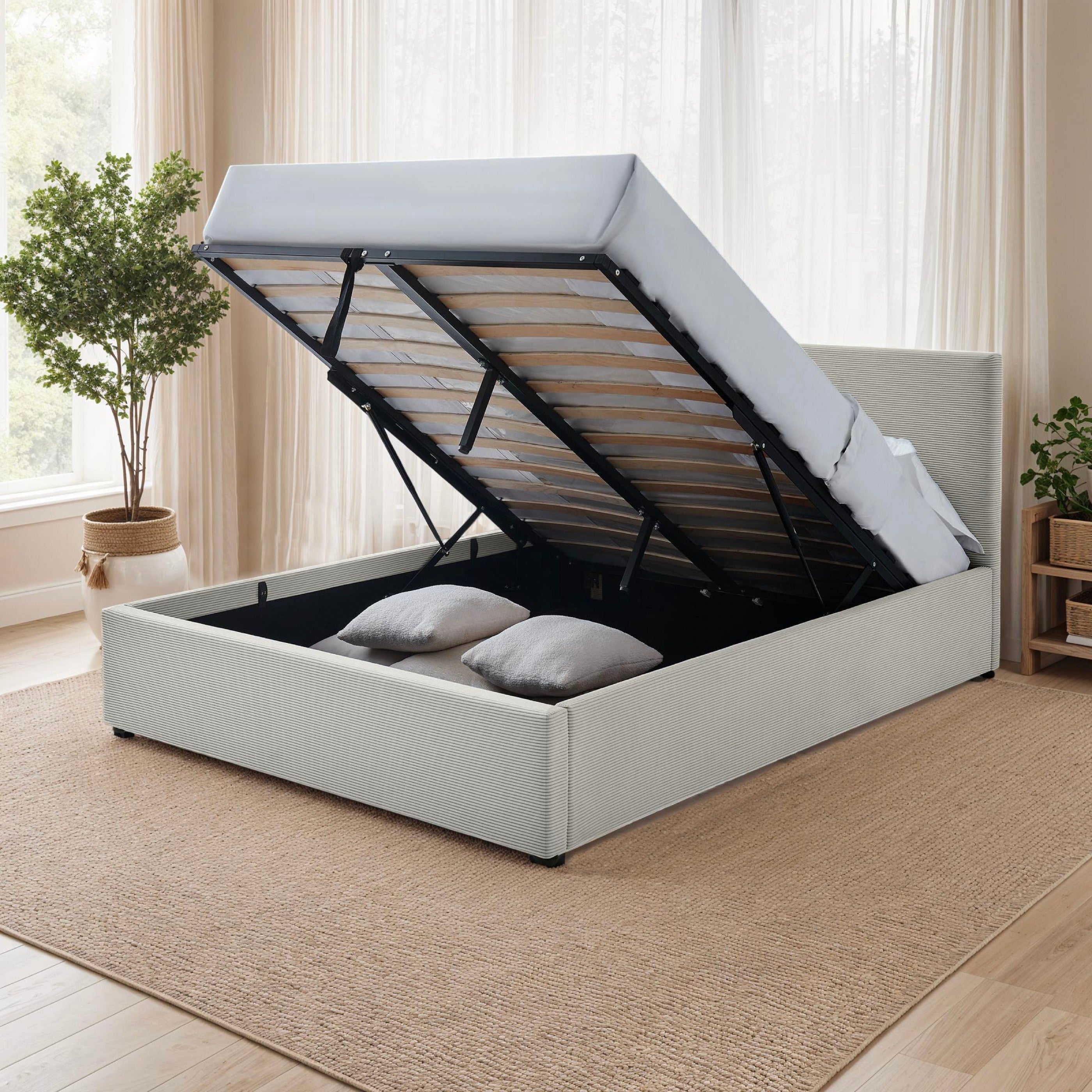 Tinali - Cama contenedor + somier de pana - Beige