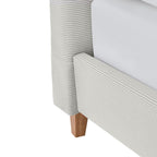 Mileno - Cama Con Cabecero De Pana Y Patas De Madera - Beige