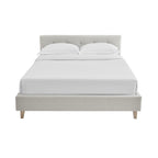 Mileno - Bed With Fabric Headboard And Wooden Legs - Beige