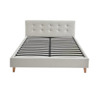 Mileno - Bed With Fabric Headboard And Wooden Legs - Beige