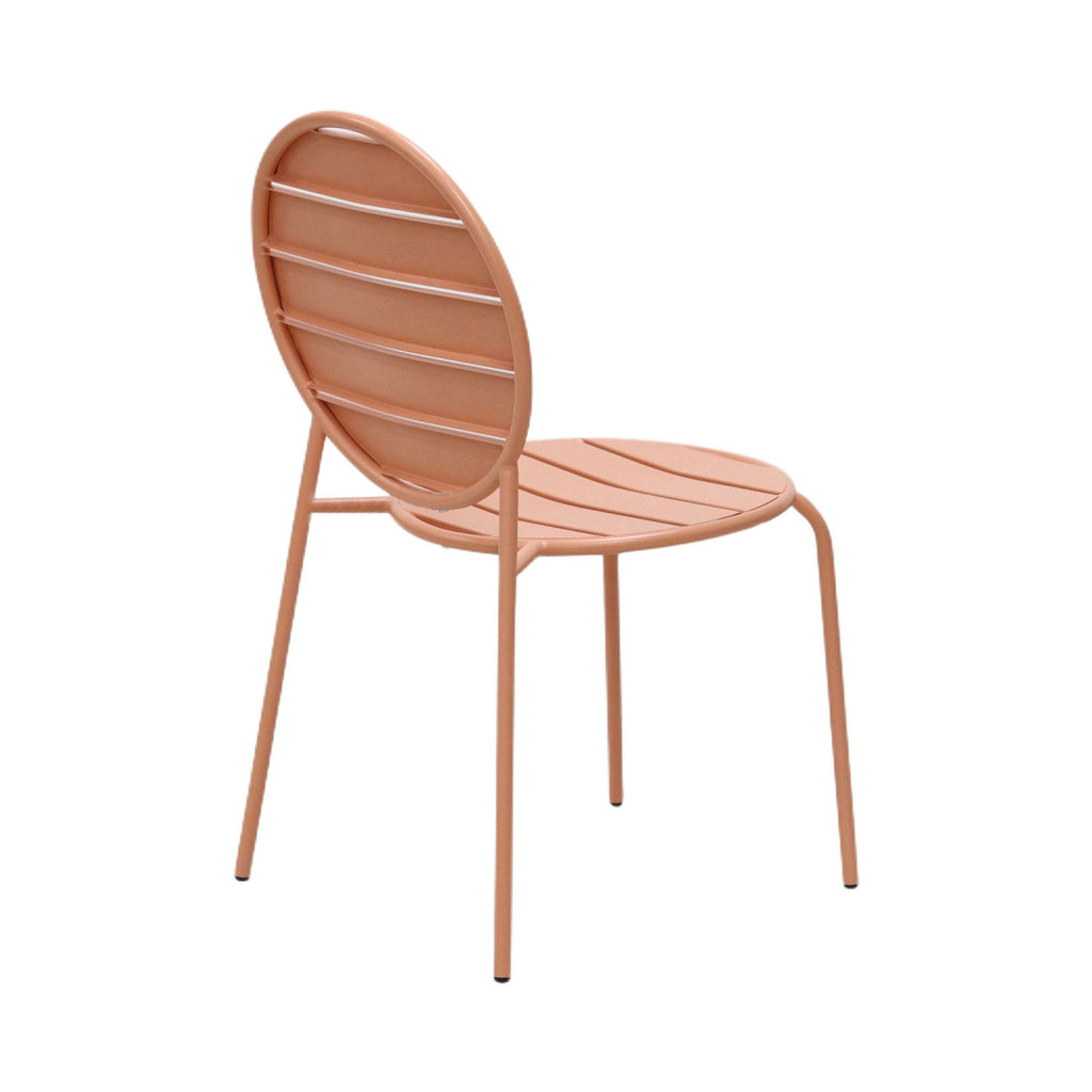 Baca - Conjunto Mesa de Jardín + 4 Sillas Redondas de Metal - Terracota