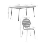Baca - Garden Table Set + 4 Round Metal Chairs - Gray