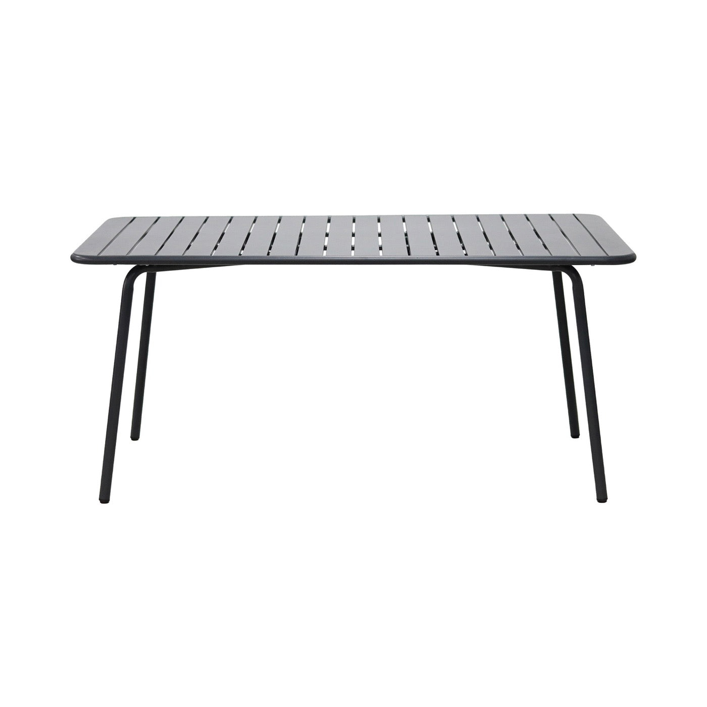 Baca - Garden Table Set + 4 Round Metal Chairs - Gray