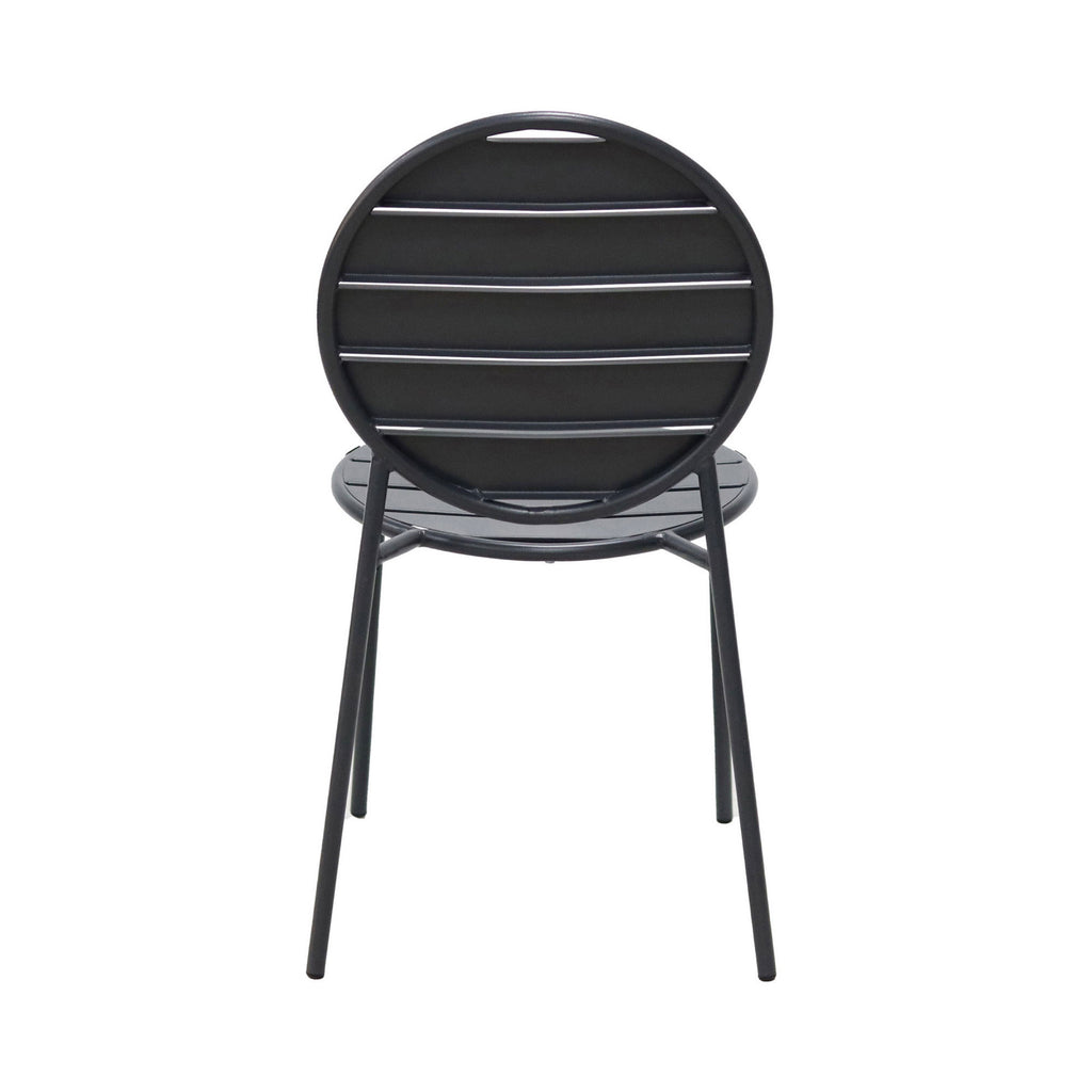 Baca - Garden Table Set + 4 Round Metal Chairs - Gray