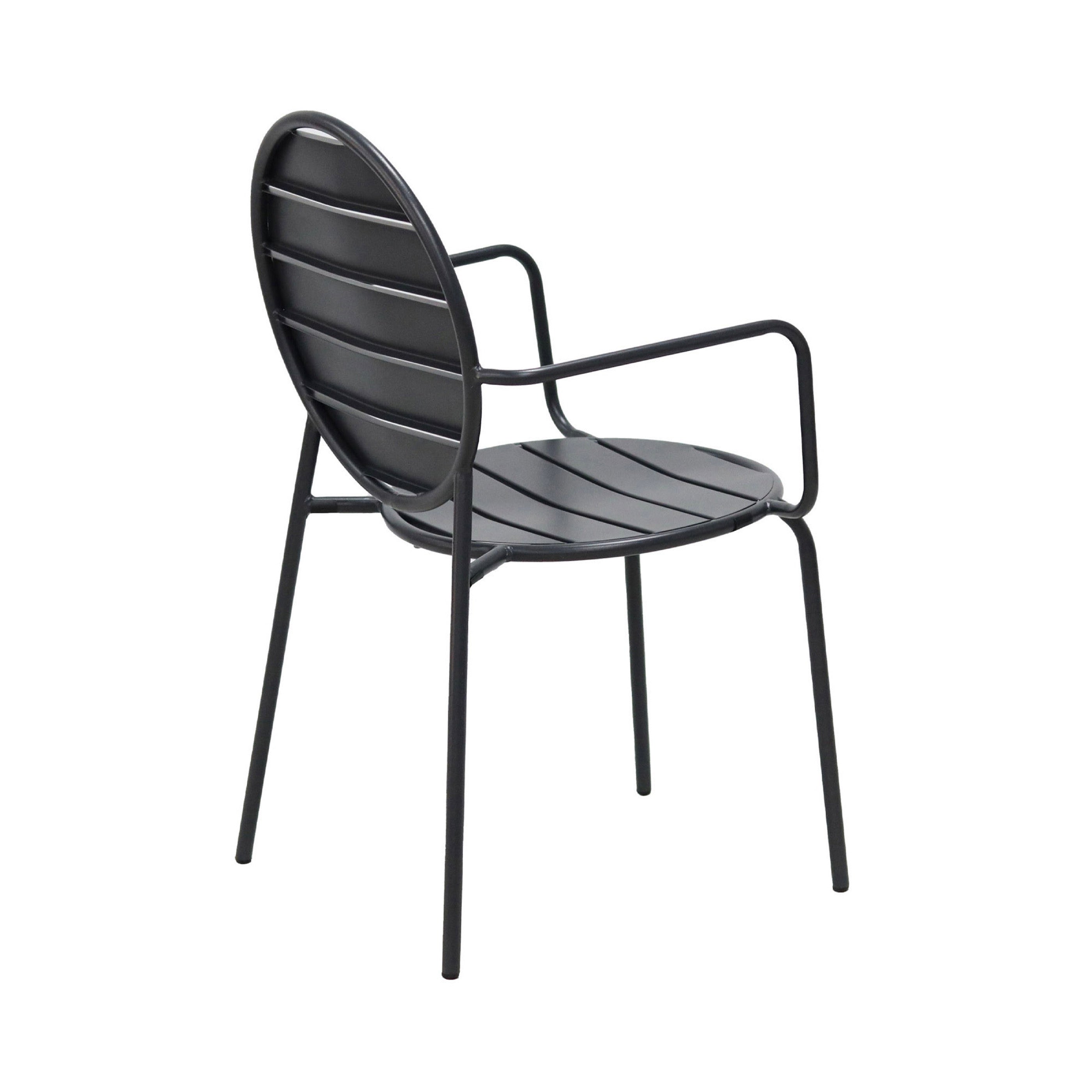 Baca - Table + 4 Chairs + 2 Round Metal Armchairs - Gray