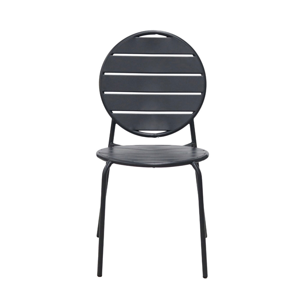 Baca - Conjunto Mesa + 4 Sillas Redondas de Metal - Gris