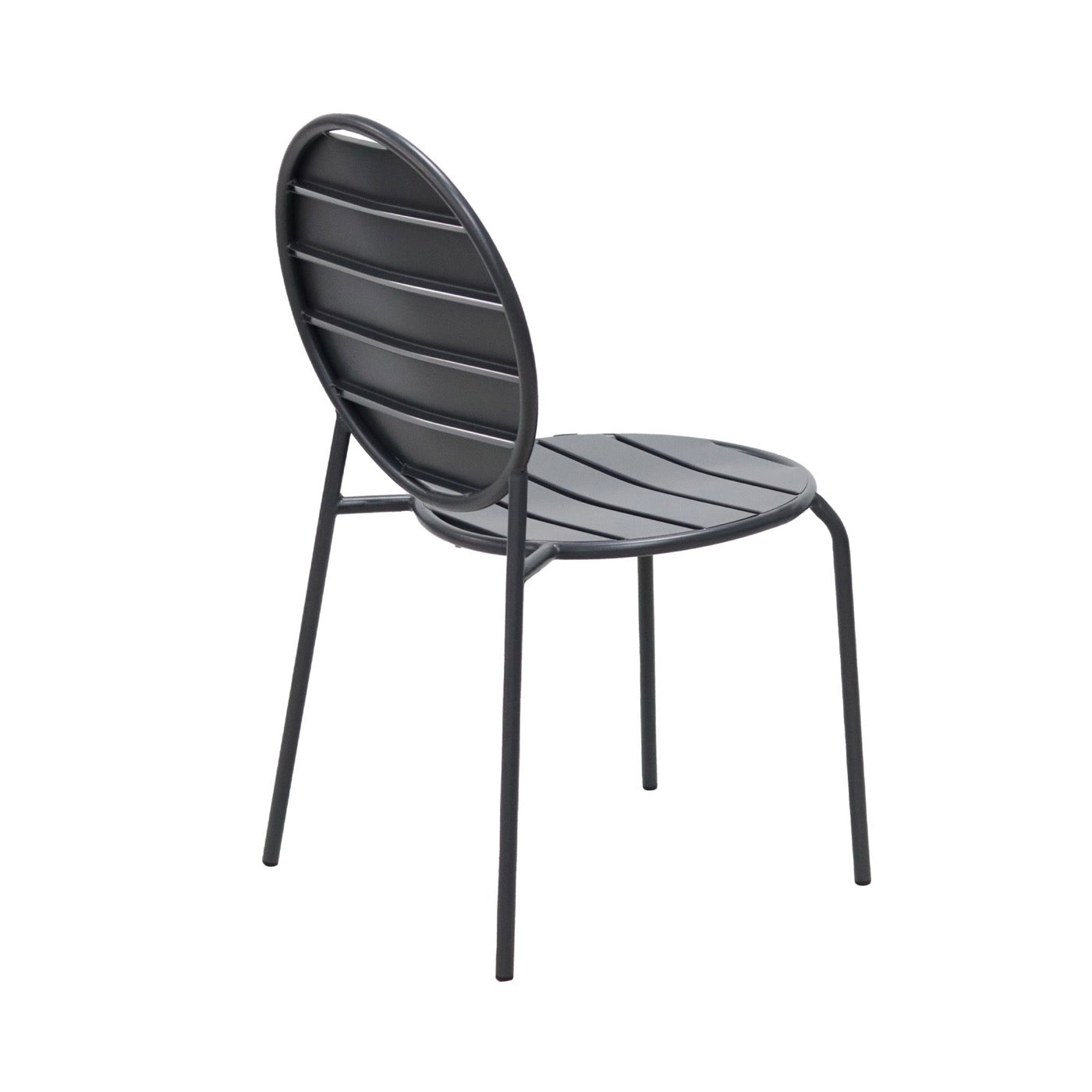 Baca - Conjunto Mesa + 4 Sillas Redondas de Metal - Gris