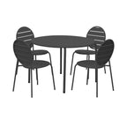 Baca - Conjunto Mesa + 4 Sillas Redondas de Metal - Gris