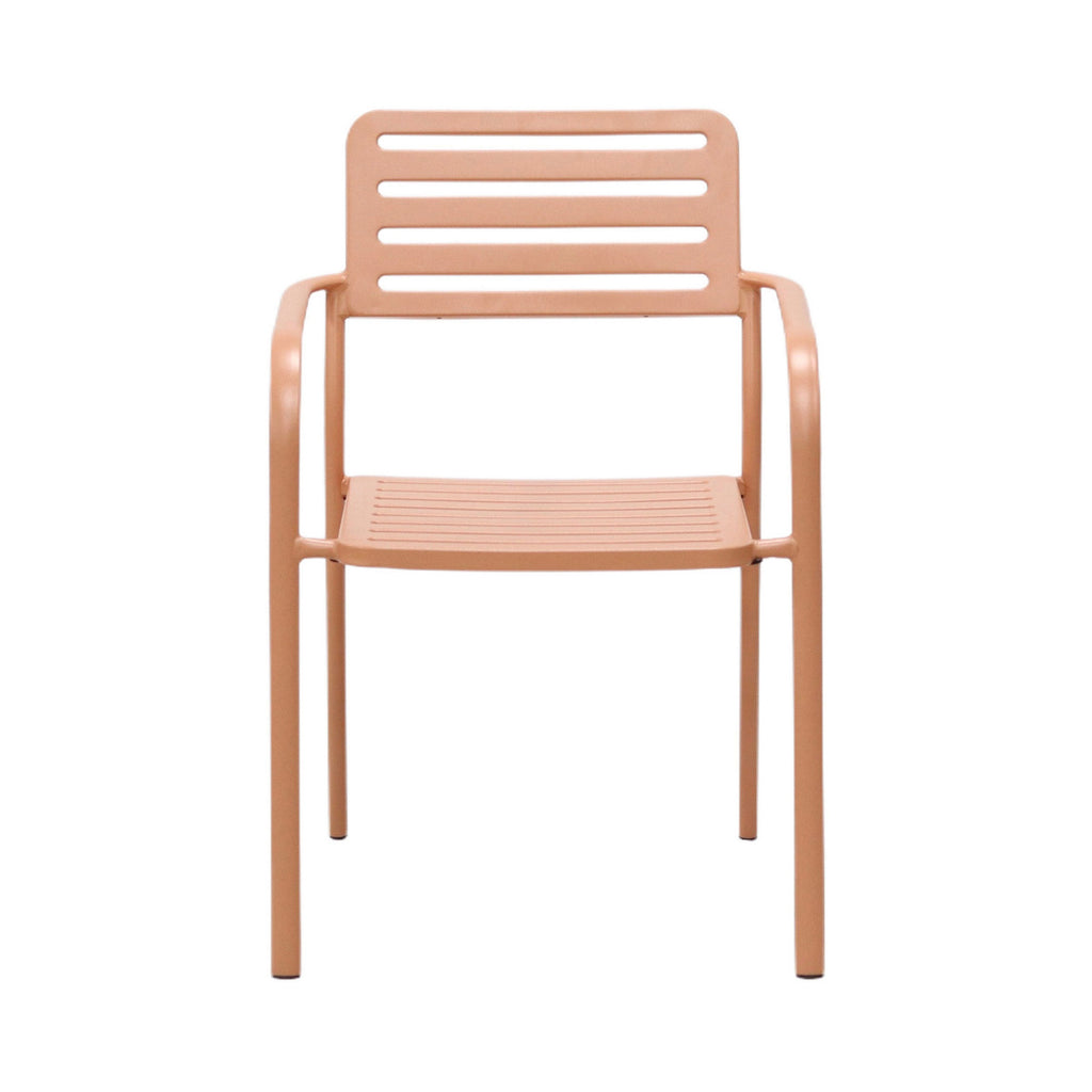 Baca - Garden Table + 4 Stackable Metal Armchairs - Terracotta