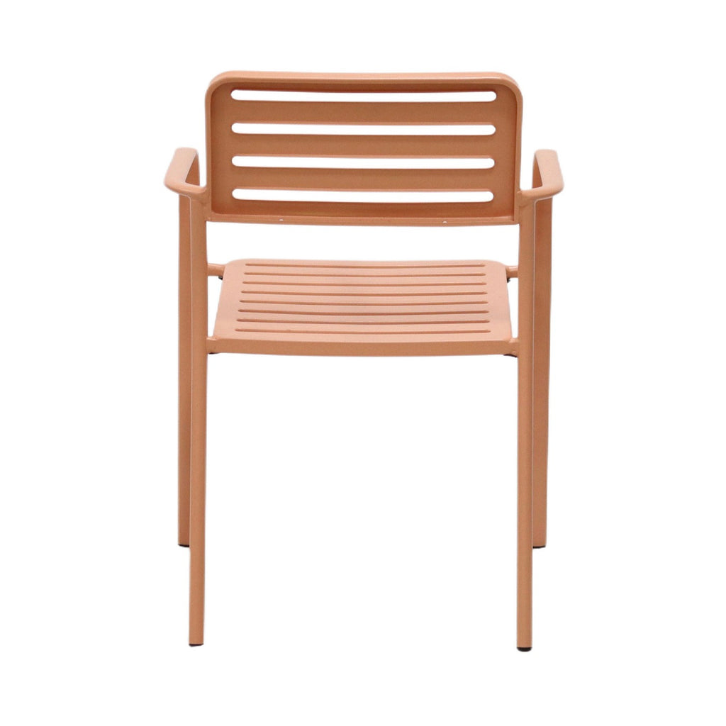 Baca - Garden Table + 4 Stackable Metal Armchairs - Terracotta